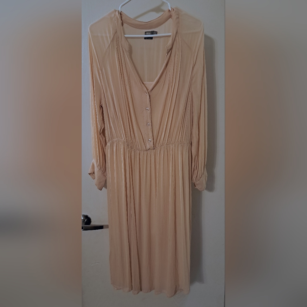 ASOS Curve Soft Drapes shirt dress with pintuck detail sz 16 pale pink